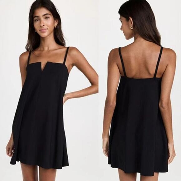 NWT Susana Monaco Flared V-Wire Sleeveless Black Flowy Tank Dress Size: Large - Picture 1 of 8
